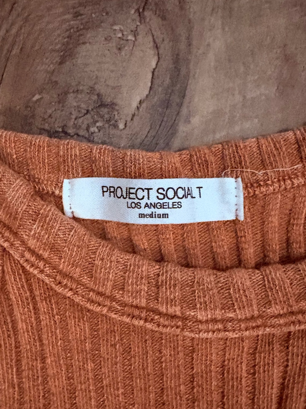 Project Social T Rust Ribbed Knit Top - Picture 4 of 4